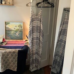 Blue and White Tie-Dye Maxi Dress